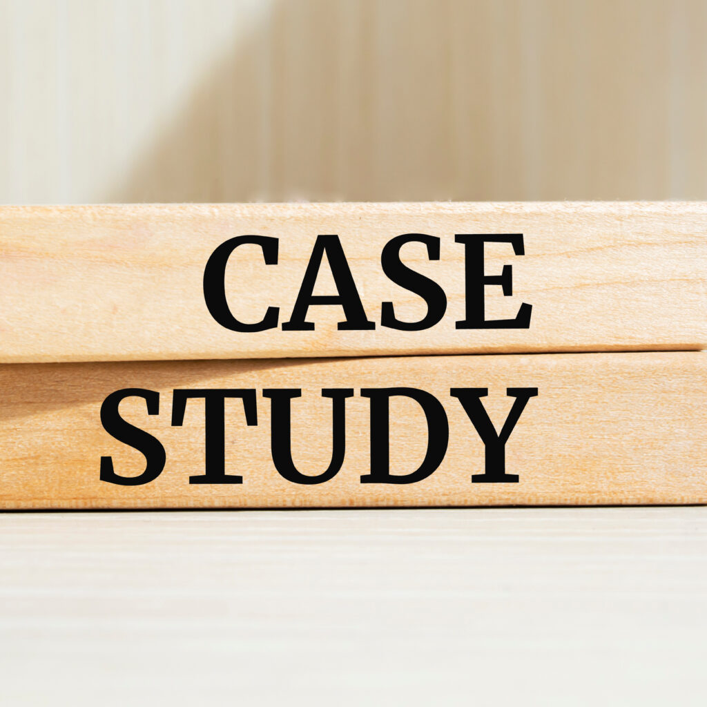 case study text concept written on wooden blocks lying on a tabl