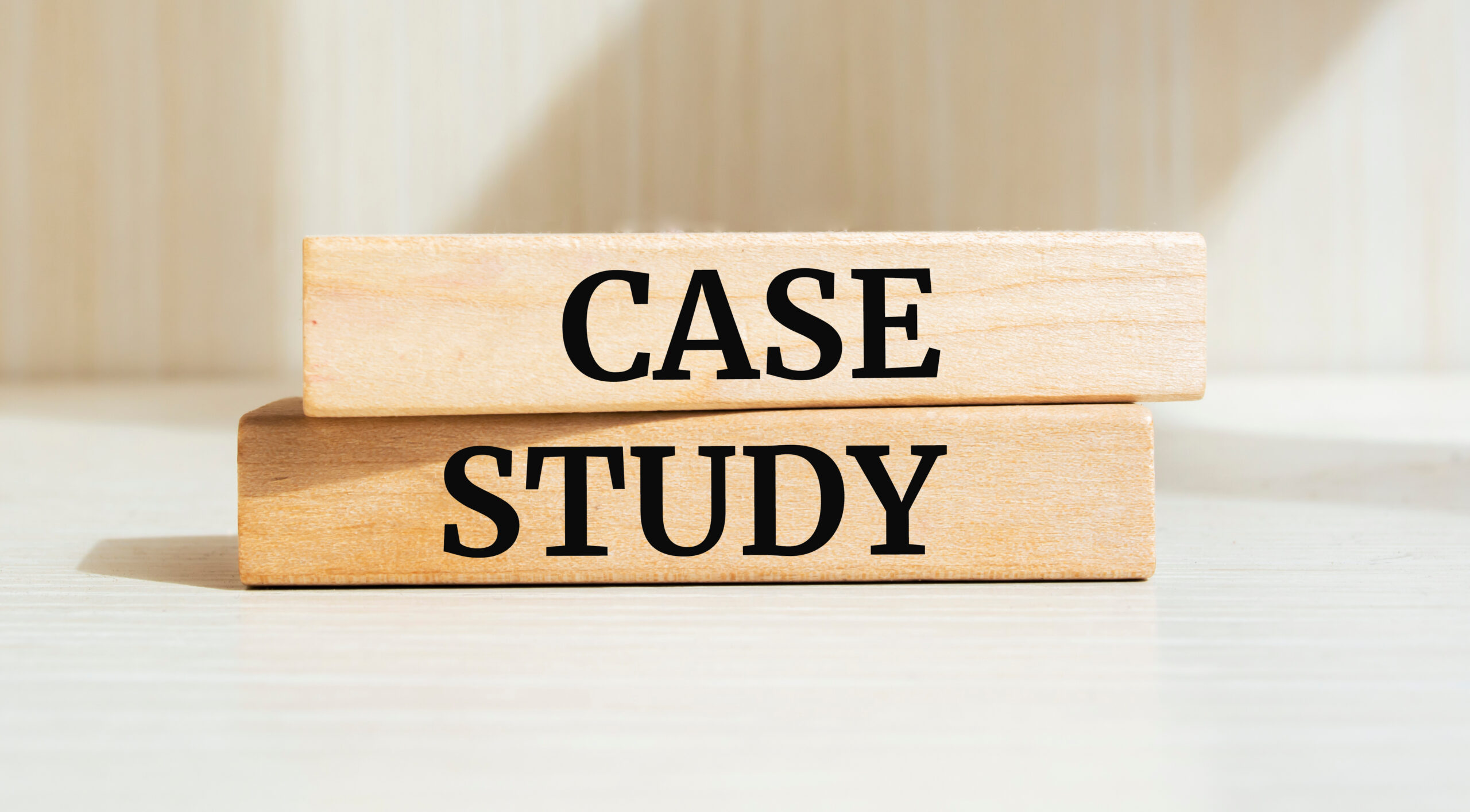 case study text concept written on wooden blocks lying on a tabl